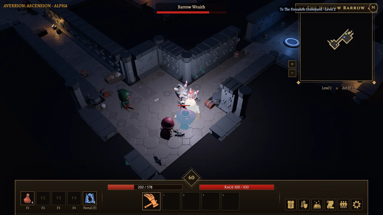 A warrior facing a Barrow Wraith in the Hollow Barrow